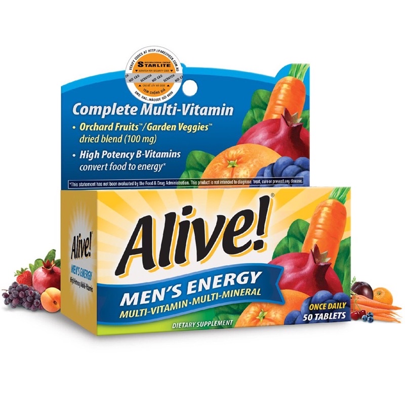 Thực Phẩm Bảo Vệ Sức Khỏe Vitamin Tổng Hợp Cho Nam - Nature's Way Alive Multivitamin for Men 50 viên