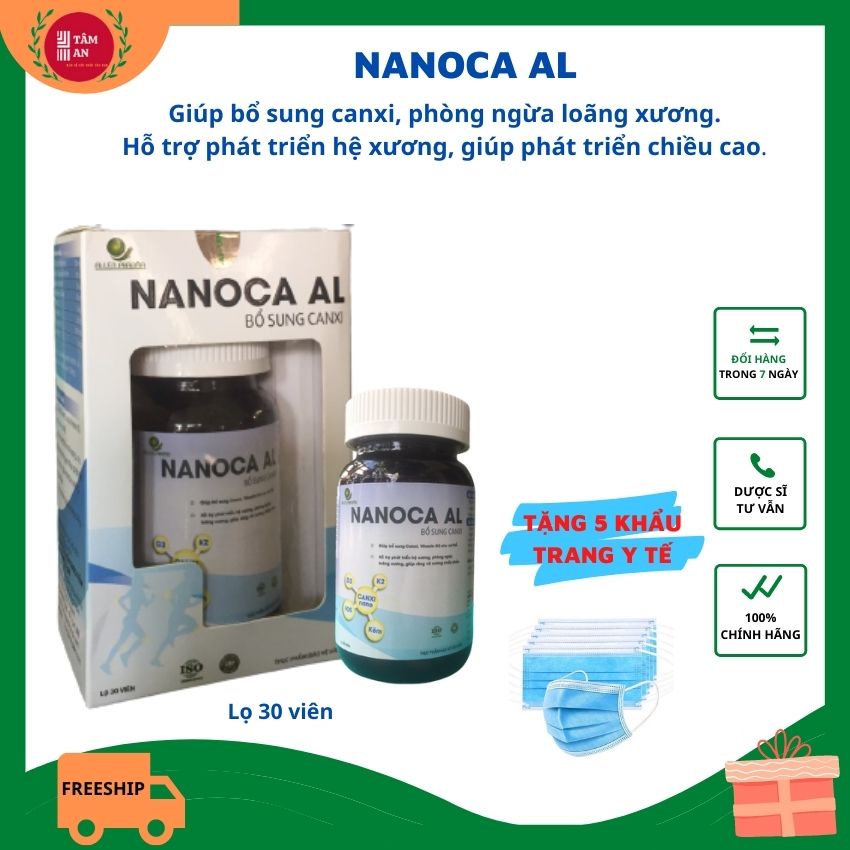 Viên uống bổ sung canxi Nano giúp phát triển xương tăng chiều cao, giúp răng chắc khỏe, lọ 30 viên nang mềm.