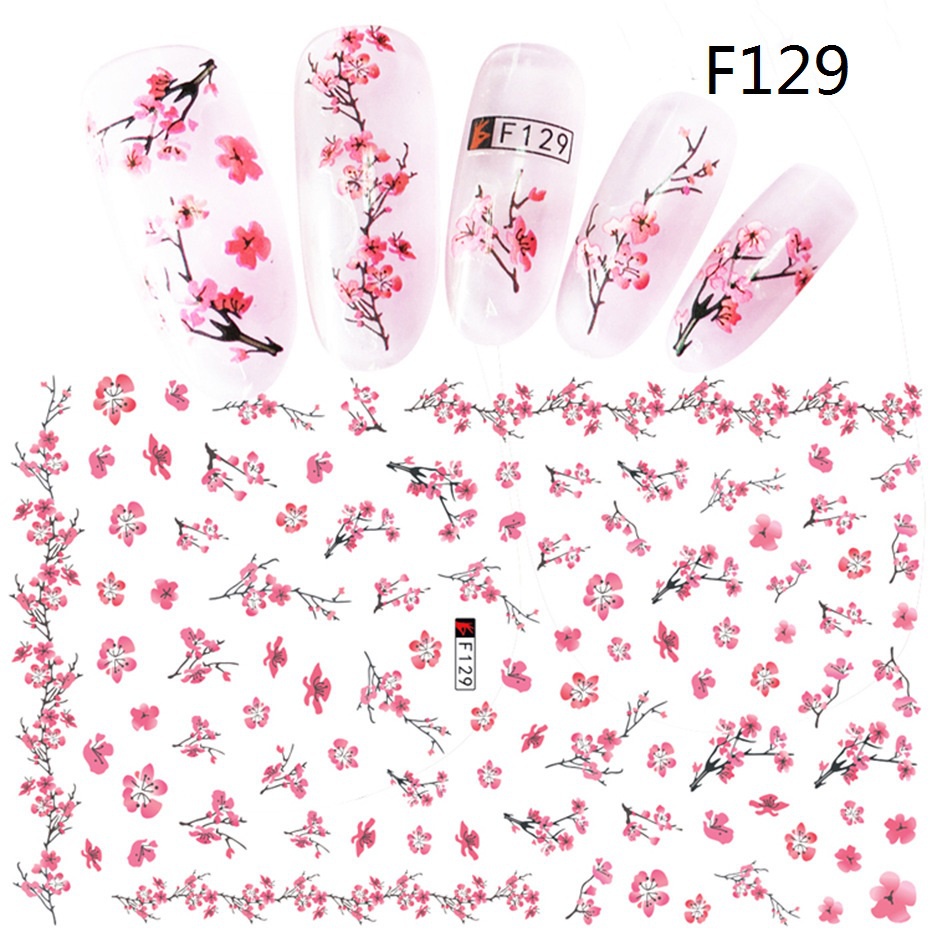 1 Nhãn Dán Trang Trí Móng Tay Hình Hoa Đào Mùa Xuân Hè F091-F701