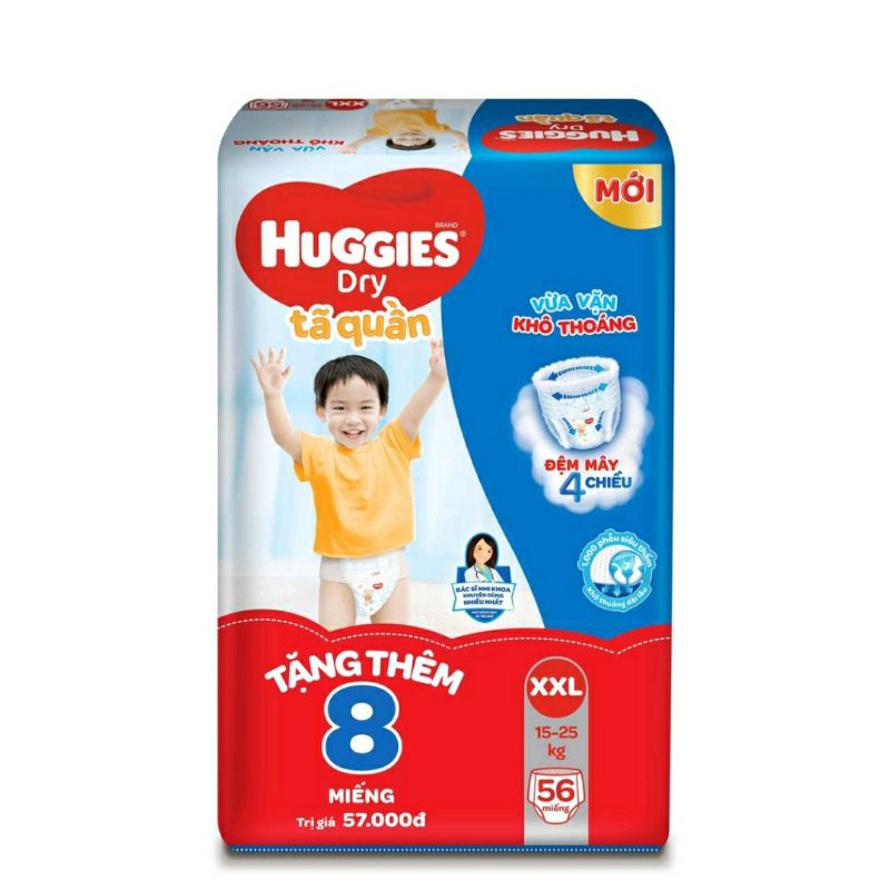 Tã quần Huggies Size XXL 56 miếng tặng thêm 8 miếng cùng size