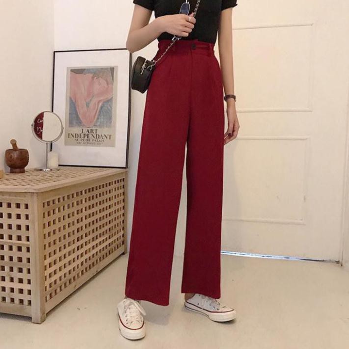 Quần Tây Lưng Cao Eo Thun Hàn Quốc Quần Tây Nữ Ống Rộng Cạp Cao Form Rộng Kiểu Dáng Đẹp Ulzzang