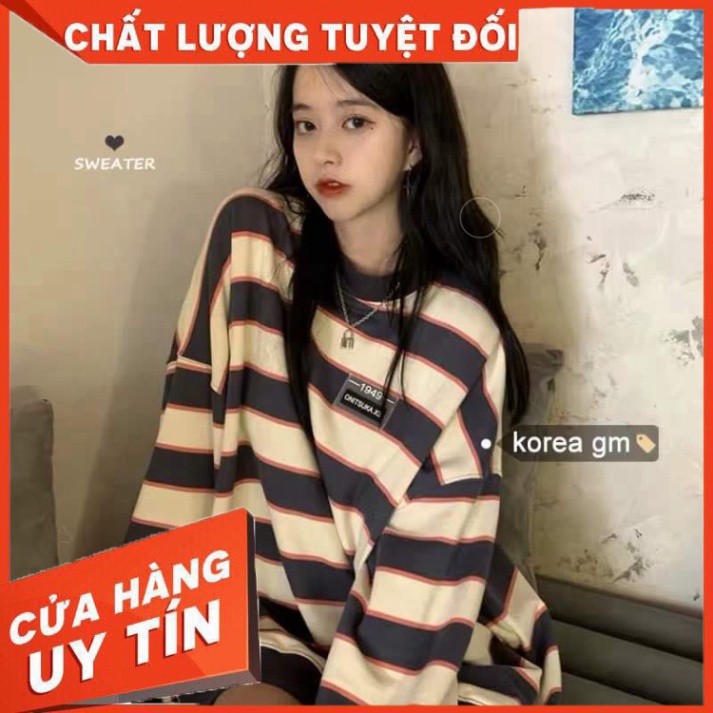 Áo Sweater Kẻ ngang phong cách Ulzzang Hàn Quốc tay dài CoolZ CZ701 - Hàng nhập khẩu