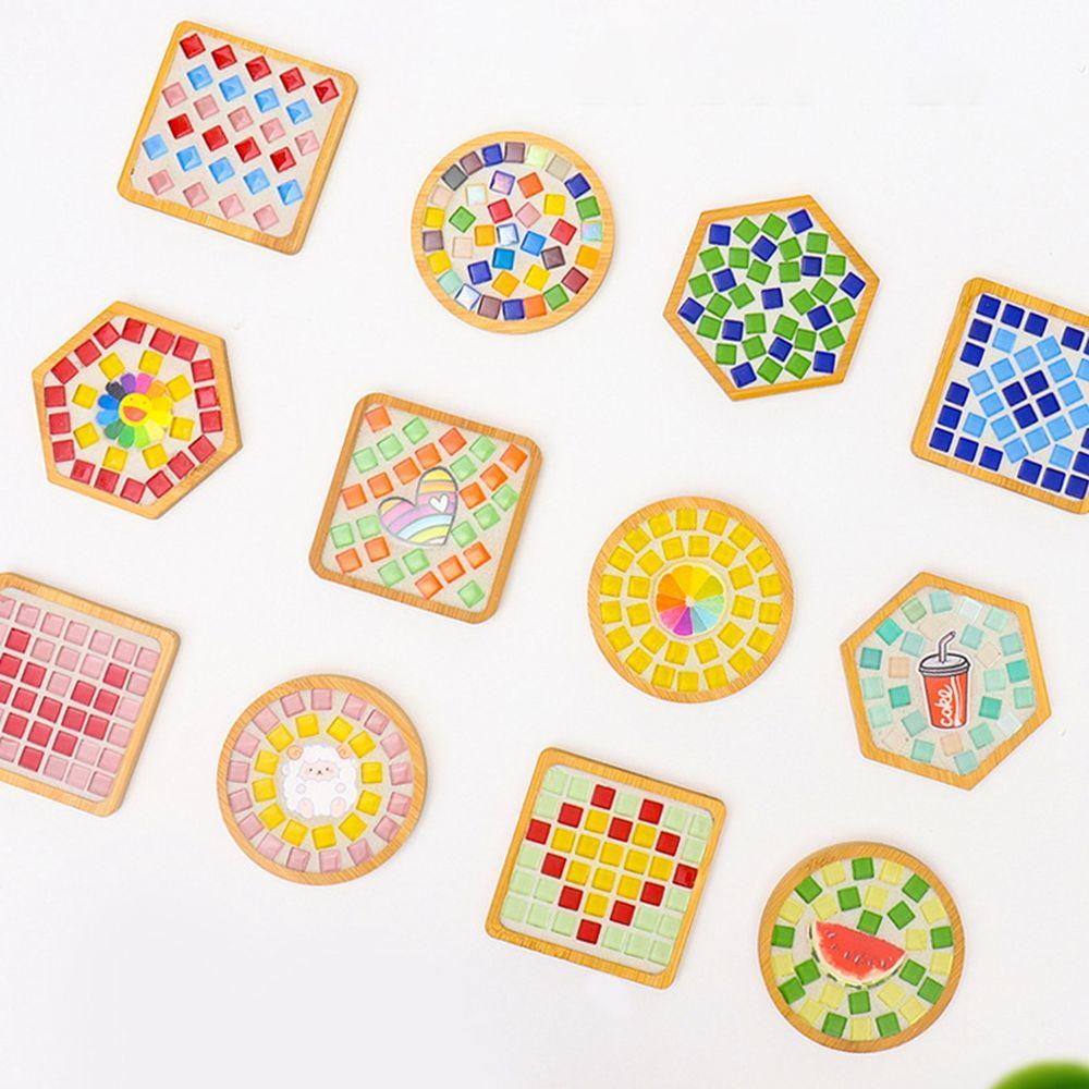 Khay Gỗ Làm Đế Lót Ly Thủy Tinh Phong Cách Mosaic Tinh Tế DIY