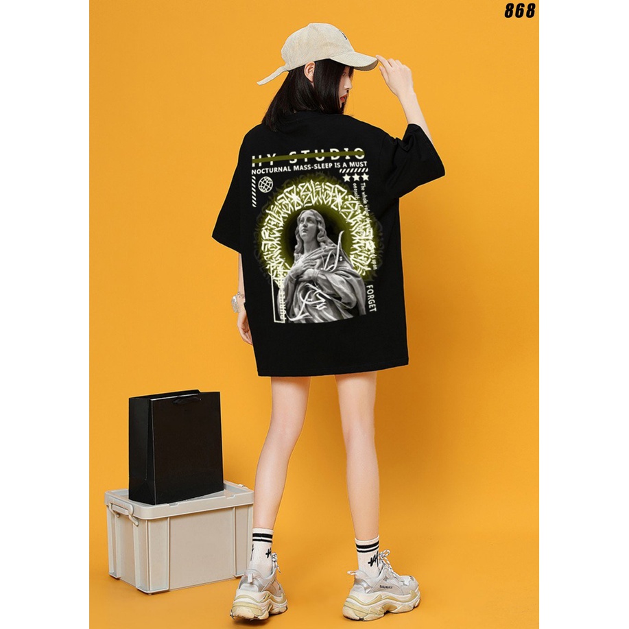 Áo Thun Tay Lỡ Unisex Cotton 100 Form Rộng HYKOREA Tượng nữ 868.