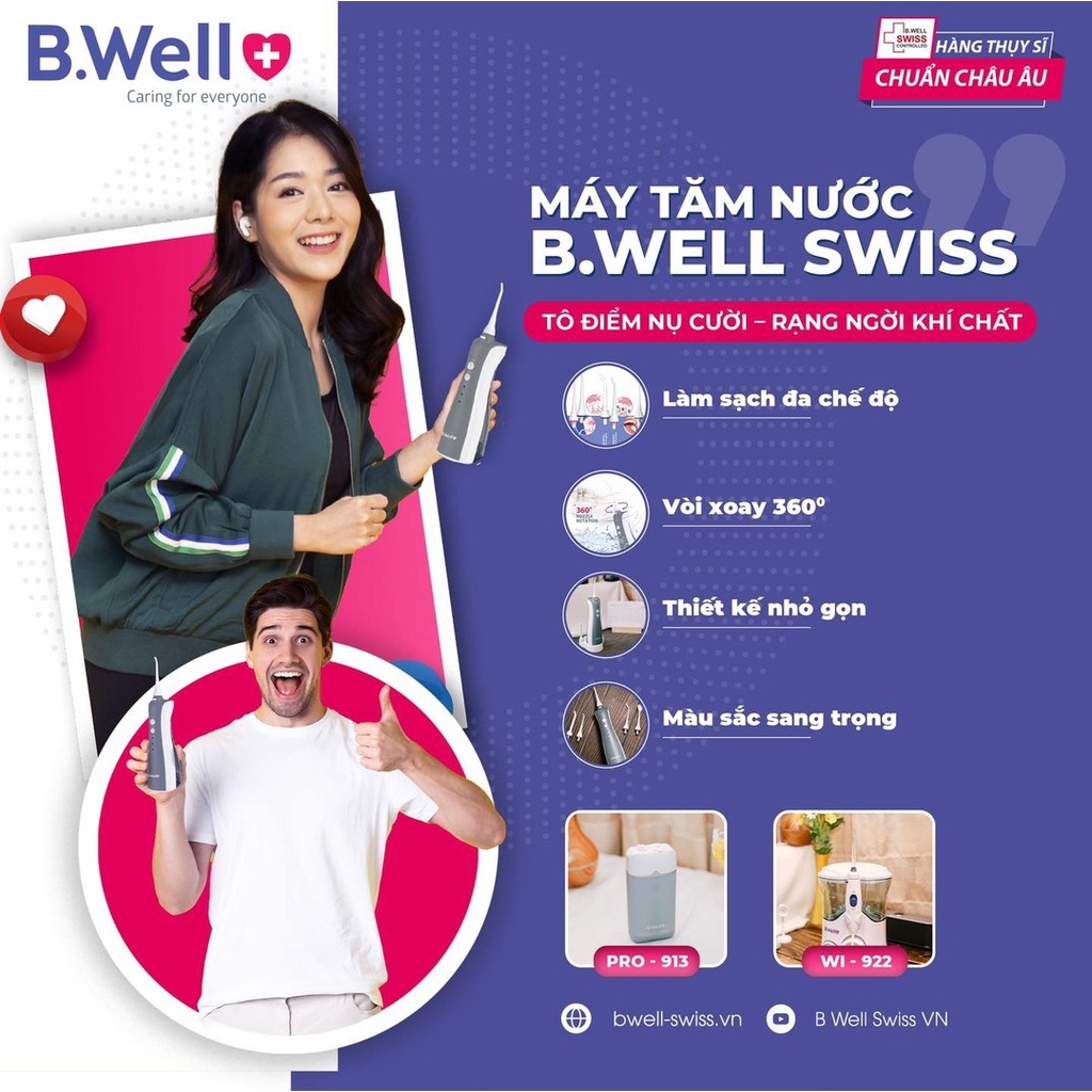 Máy tăm nước Bwell Swiss WI-912 Nhập Khẩu Chính Hãng Từ Thụy Sỹ