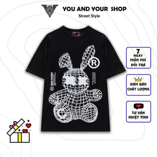 Áo Thun tay lỡ YAYSHOP phông unisex phong cách streetstyle chất cotton mềm mịn in Thỏ Caro