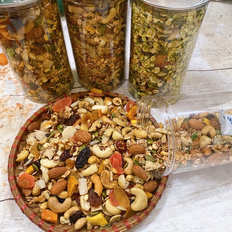 500G Ngũ cốc ăn kiêng Granola vị mật ong, trà xanh, cacao