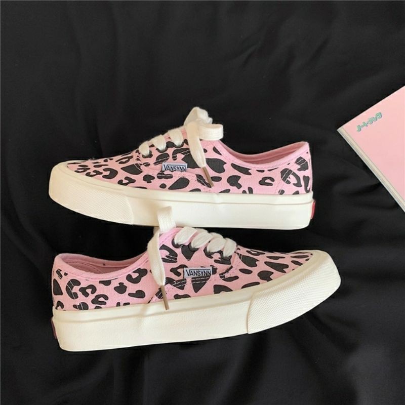 6:30PM Order Mã 065 Giày sneaker ulzzang dáng vans basic họa tiết da báo màu hồng tím hot trend