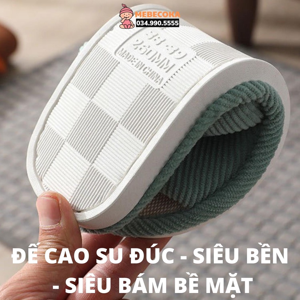 Dép lê xốp nỉ nam nữ CAO CẤP mang đi ở trong nhà văn phòng mùa thu đông, đế xốp nhẹ vải nỉ êm chân