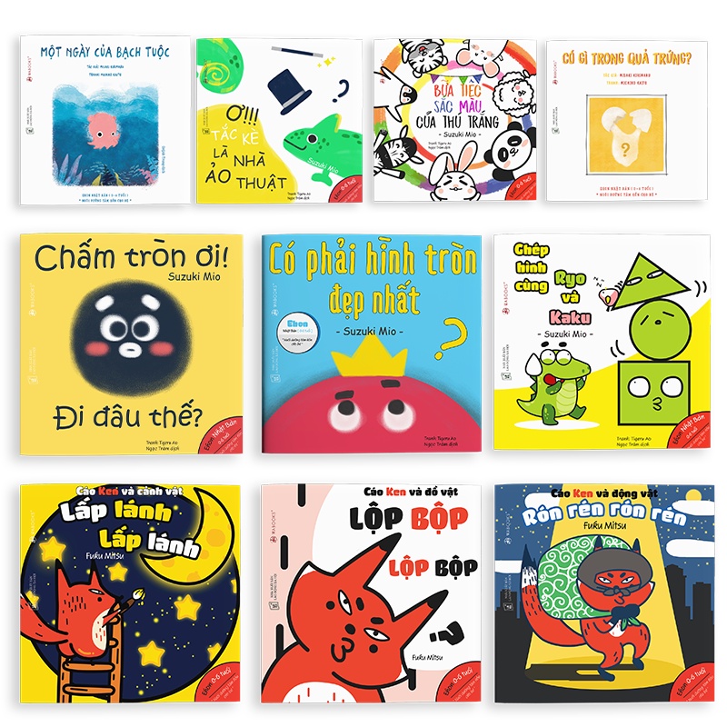 Sách - Combo 10 cuốn Màu sắc, Âm thanh, Hình khối - Ehon Nhật Bản - Dành cho bé 0-6