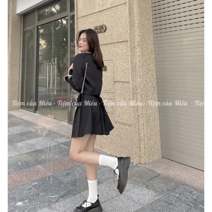 [𝐃𝐨𝐥𝐥𝐲 𝐒𝐞𝐭 ]Set áo khoác dạ mix chân váy xếp ly tiệm của mieuu