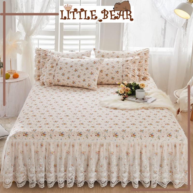 Set Ga Gối Phủ Chân Giường Chần Bông Hoạ Tiết Hoa Nhí Hàn Quốc - Little Bear