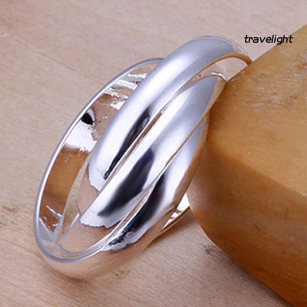 Nhẫn Ba Lớp Mạ Bạc 925 Thời Trang Dành Cho Nữ Size US 6 7 8 9