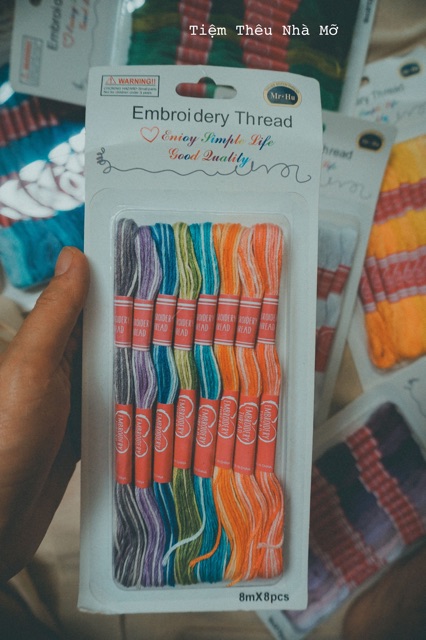 Set chỉ cotton loang màu