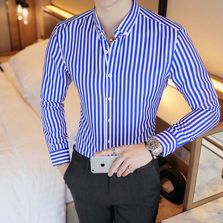 Áo Sơ Mi Nam Kẻ Nhiều Màu Đẹp Hàn Quốc Alyly - Kiểu dáng slimfit ôm vừa vặn trẻ trung, phong cách.