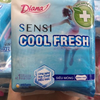 [CHE TÊN SẢN PHẨM][20k] Combo 6 gói Băng Vệ Sinh Diana Sensi Cool Fresh Siêu Mỏng KHÔNG Cánh 8 miếng 23cm