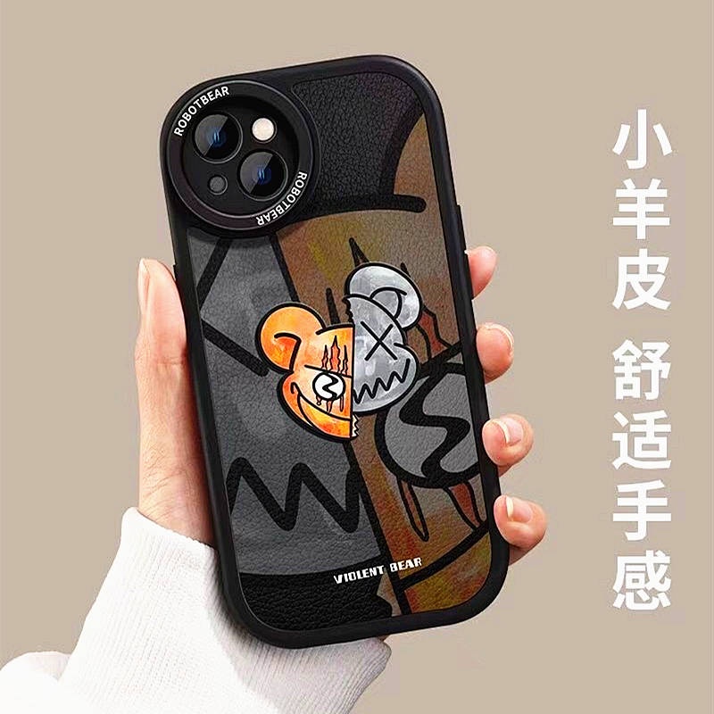 Apple 13 Phone Case 12/11pro New Xsmax All-Inclusive XR Sheepskin 6/7/8Plus Ghost Face Violent Bear 38Zh