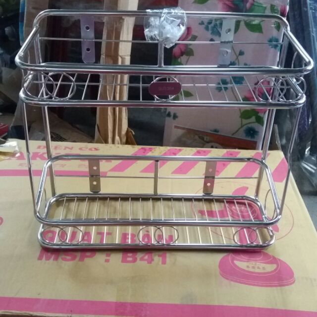 Kệ gia vị 2 tầng inox 304