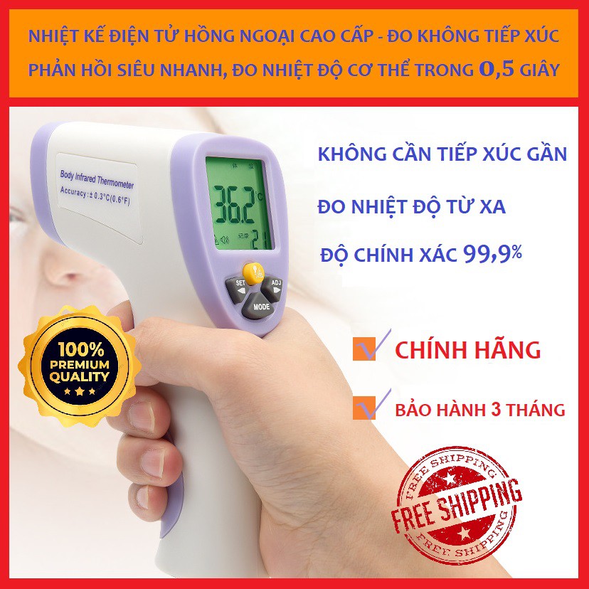 Nhiệt kế hồng ngoại điện tử cảm ứng đo trán đo thân nhiệt cao cấp ✅