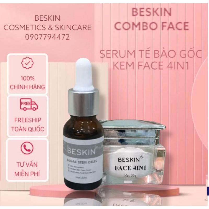 Bộ kem dưỡng trắng và serum tế bào gốc Beskin