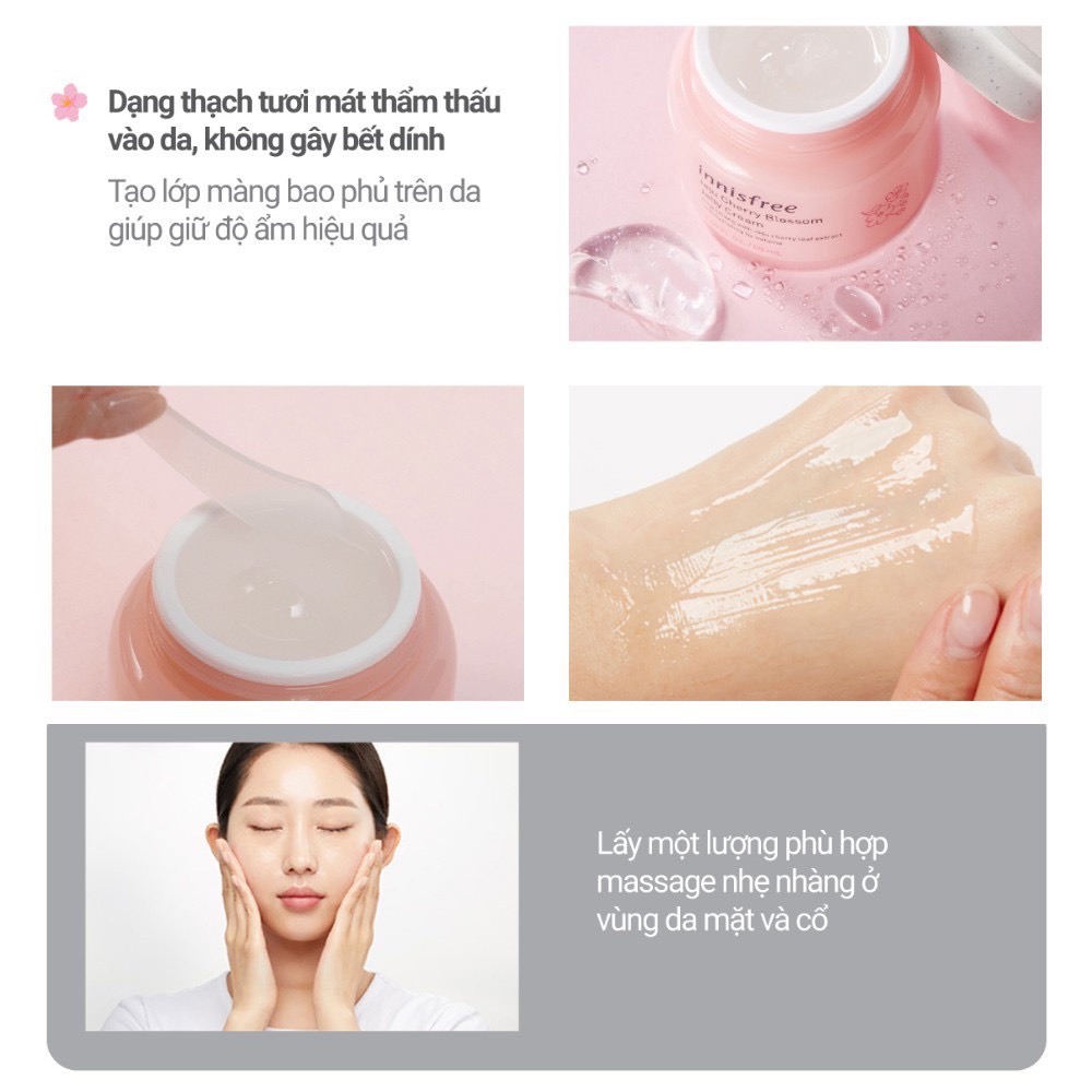 Kem Dưỡng Ẩm Sáng Da Chiết Xuất Từ Hoa Anh Đào Đảo Jeju Innisfree Cherry Blossom Jelly Cream Hàn Quốc 50ml