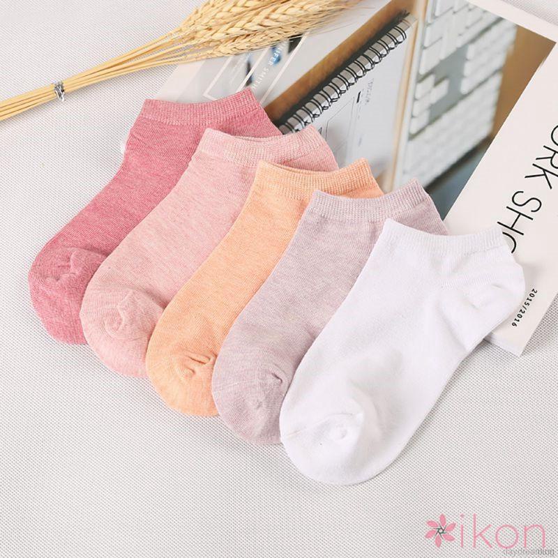 Vớ cotton trơn màu sắc xinh xắn dễ thương cho nữ