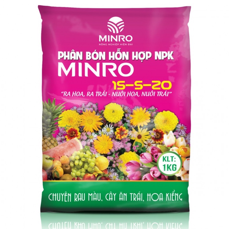 PHÂN BÓN NPK MINRO 15-5-20 (1KG) RA HOA, RA TRÁI