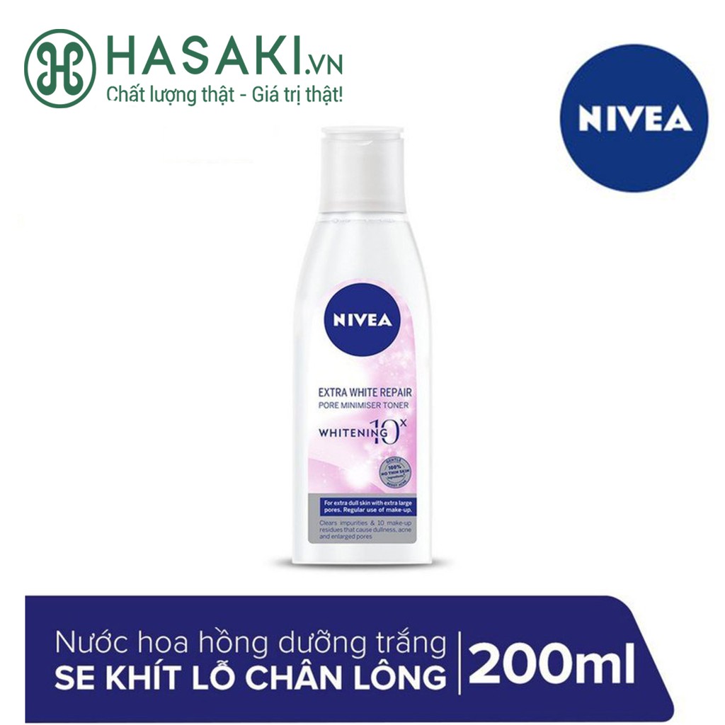 Nước Hoa Hồng Nivea Dưỡng Sáng Da, Hỗ Trợ Se Khít Lỗ Chân Lông Extra White Pore Minimizer Toner 200ml