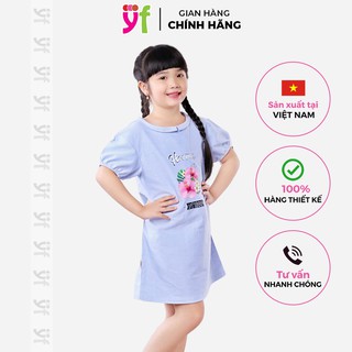 Đầm suông cho bé YF in hoa từ 10-17KG màu xanh nhẹ nhàng 7DX099