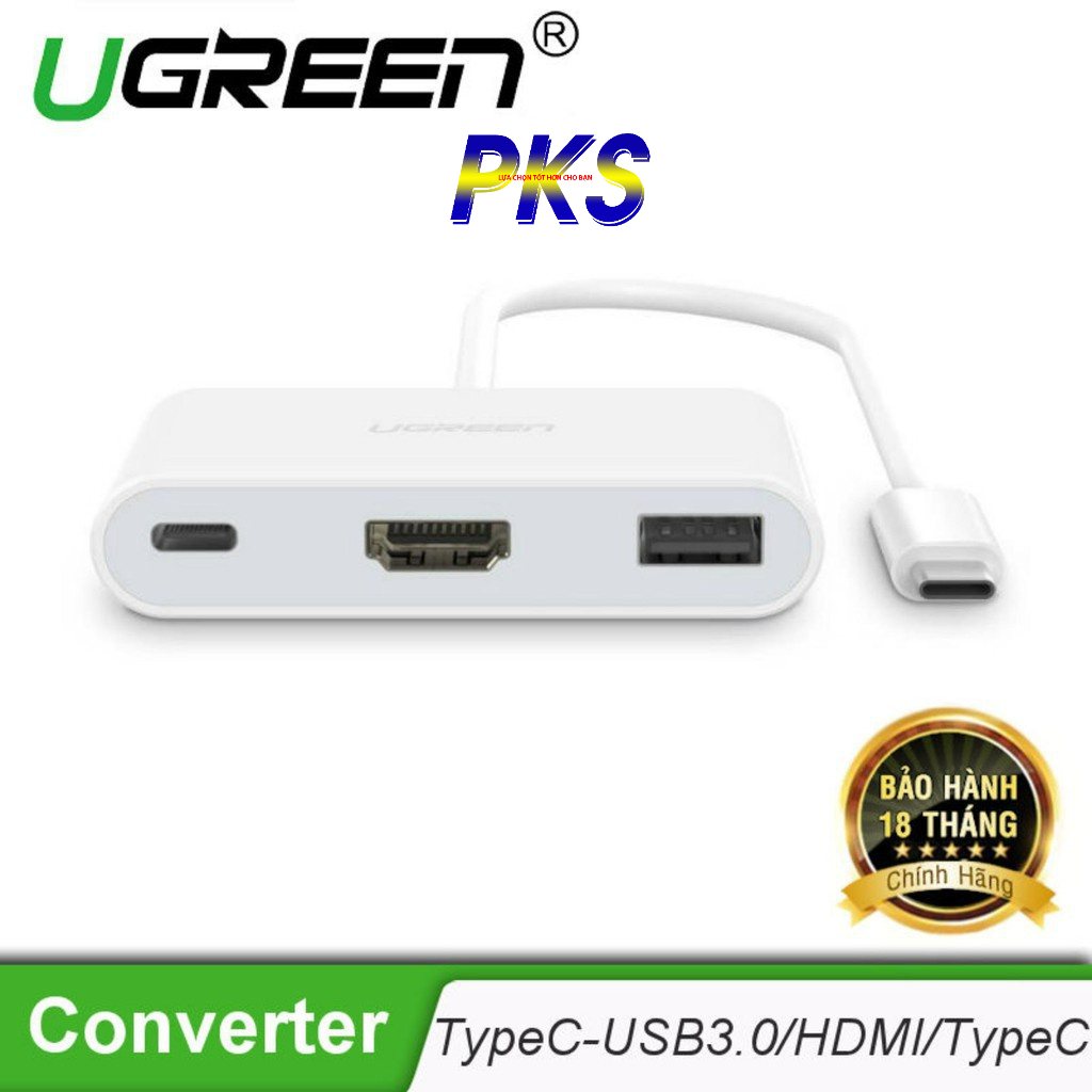 Cổng chuyển USB Type C to USB 3.0 và HDMI chính hãng Ugreen 30377
