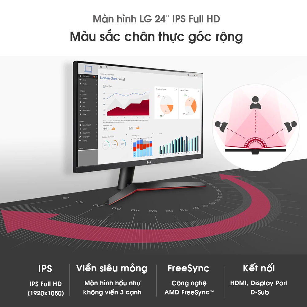 Màn Hình LG 24MP60G-B 23.8'' Full HD IPS AMD FreeSync™ - Hàng Chính Hãng