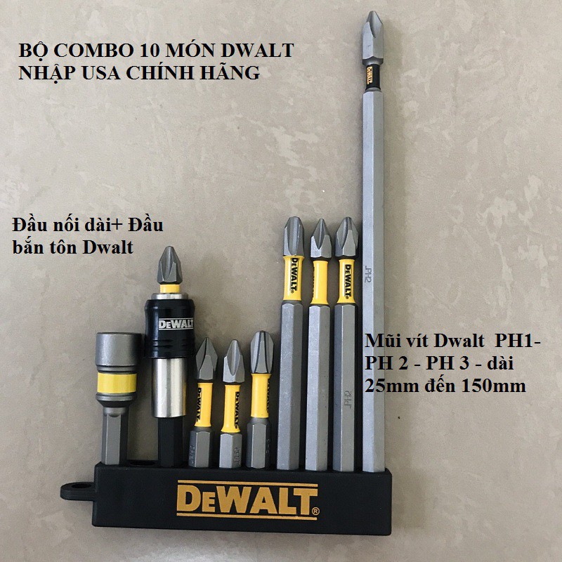 Bộ Mũi Vít DeWalt 10 món Chính Hãng Hàng Bãi Nhật Có Từ