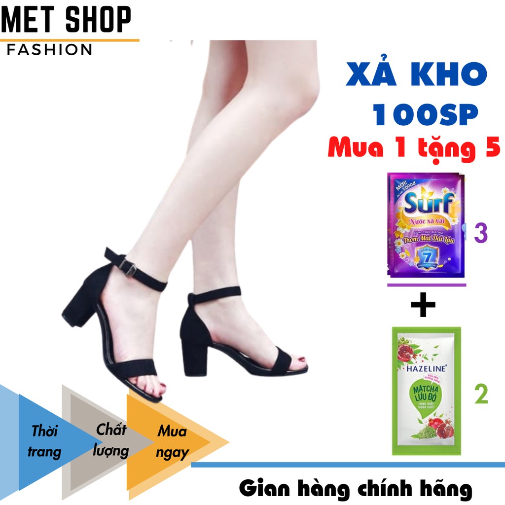 Giày cao gót đế vuông 5p dáng BASIC bền đẹp.Sandal cao gót quai ngang màu đen đi học,công sở đơn giản