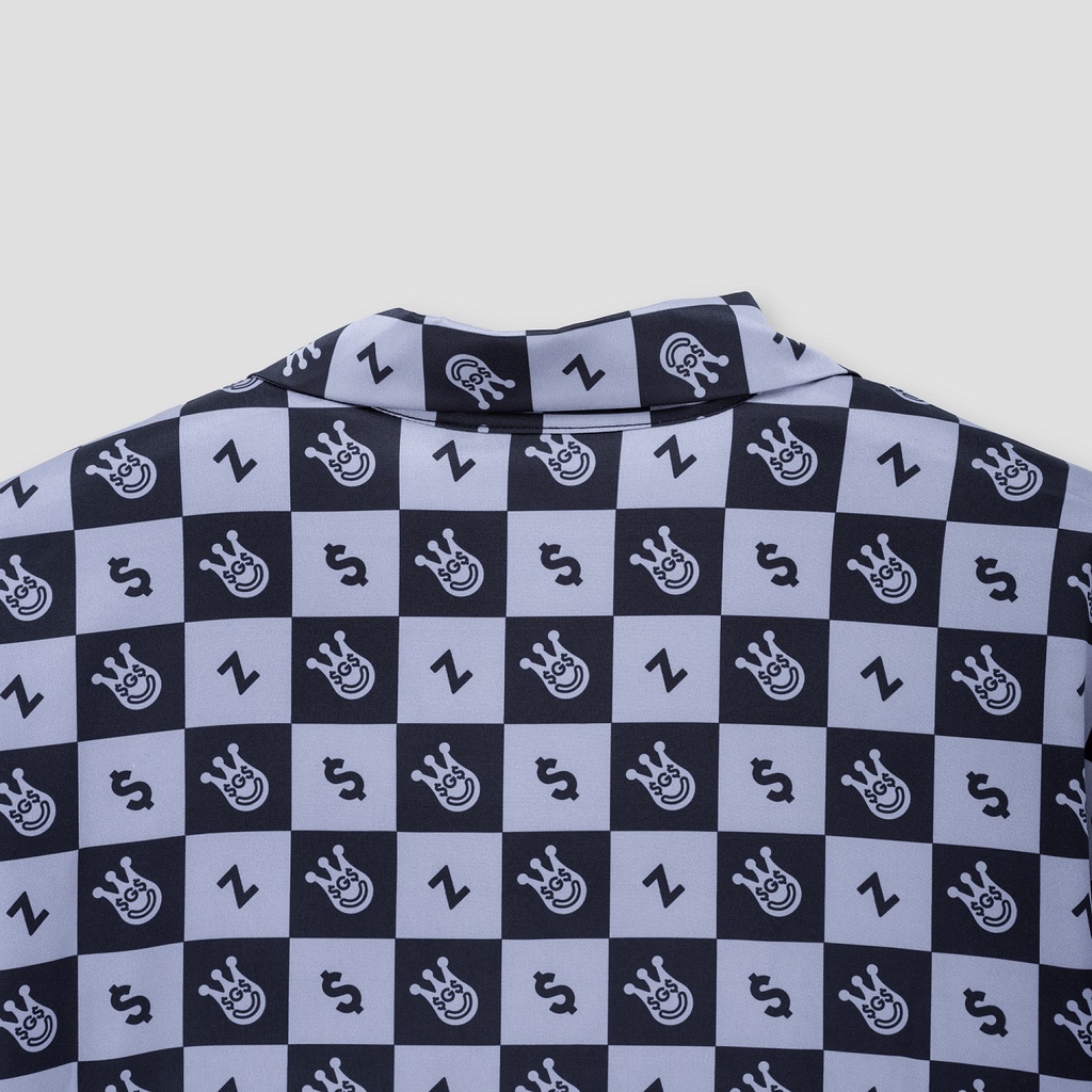 Áo sơ mi local brand Clownz x SGS họa tiết Monogram, form rộng, unisex