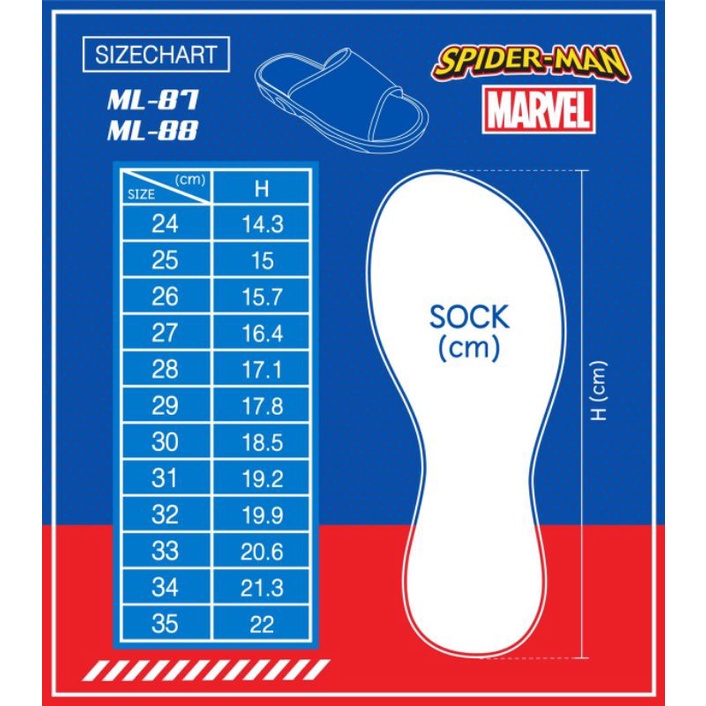 Dép bé trai siêu nhân nhện hàng Thái Lan siêu nhẹ ML88