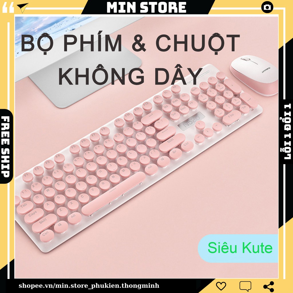 Bộ Chuột và Bàn Phím Không Dây Siêu Đẹp N520 Mẫu Cao Cấp Màu Cực Đẹp, Phím Siêu Êm  - Min STORE | WebRaoVat - webraovat.net.vn