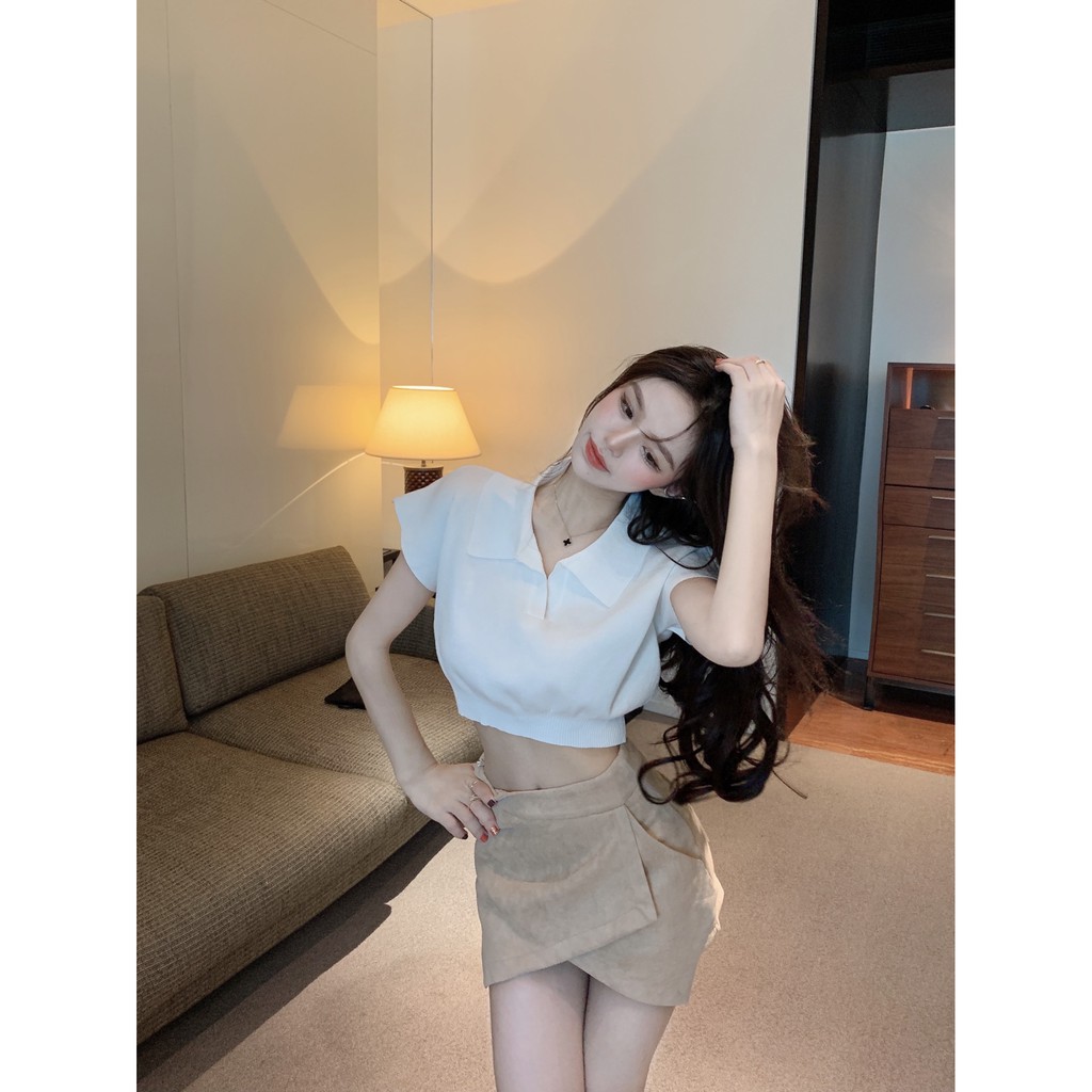 Áo Thun Polo Ngắn Tay Thiết Kế Đơn Giản Thiết Kế Mỏng Thời Trang Mùa Xuân Hè Theo Phong Cách Hàn Quốc Cho Nữ