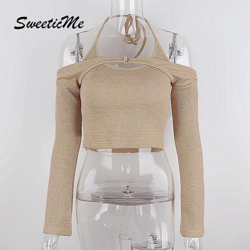 Áo Thun Nữ SweeticMe Dài Tay Cổ Chữ V Buộc Dây Gợi Cảm 2022