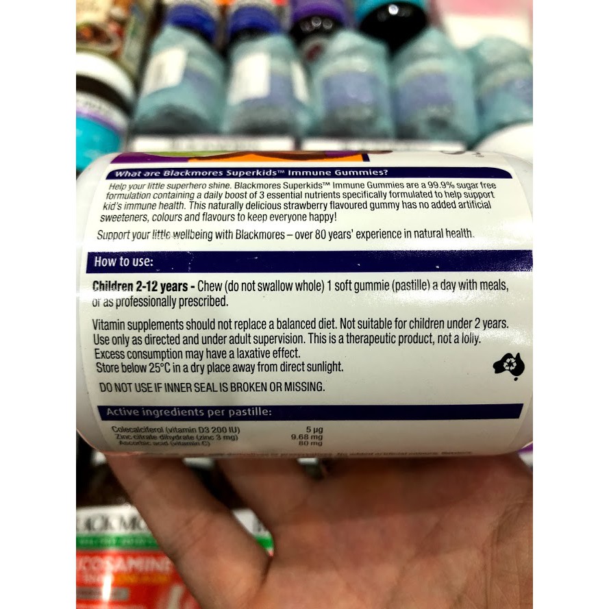 BILL ÚC - Blackmores Superkids Immune Gummies, kẹo dẻo tăng đề kháng, 99.9% không đường, rất tốt cho trẻ từ 2 tuổi | BigBuy360 - bigbuy360.vn