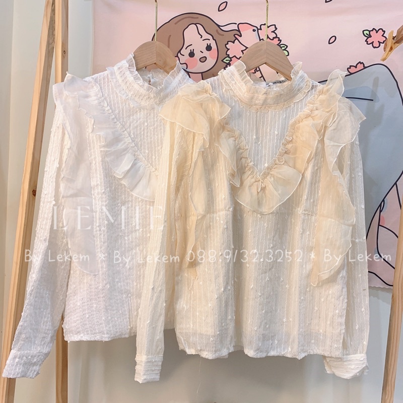 Áo Ren Tiểu Thư Cao Cấp Cổ Bèo Xinh❤️ Ảnh Thật Video Lekemqc