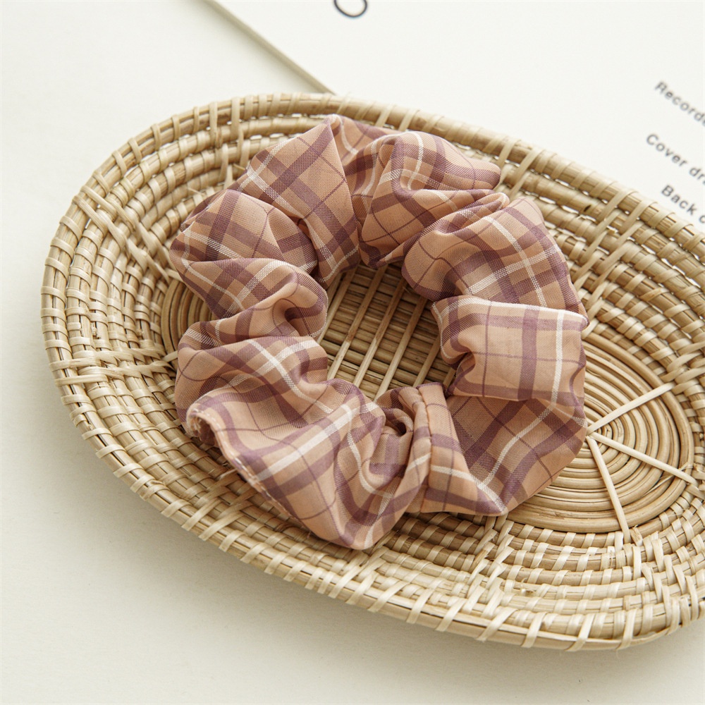 Dây Cột Tóc Vải Sợi Sọc Ca Rô Thiết Kế Mới Dễ Phối Đồ Dành Cho Bạn Gái