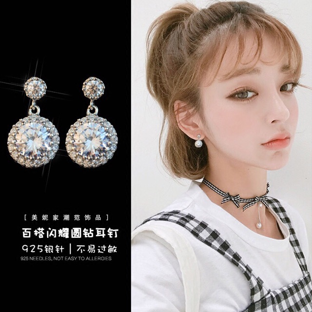 Bông tai bạc ý 30% ( khắc mã s925) nạm đá sang trọng lấp lánh