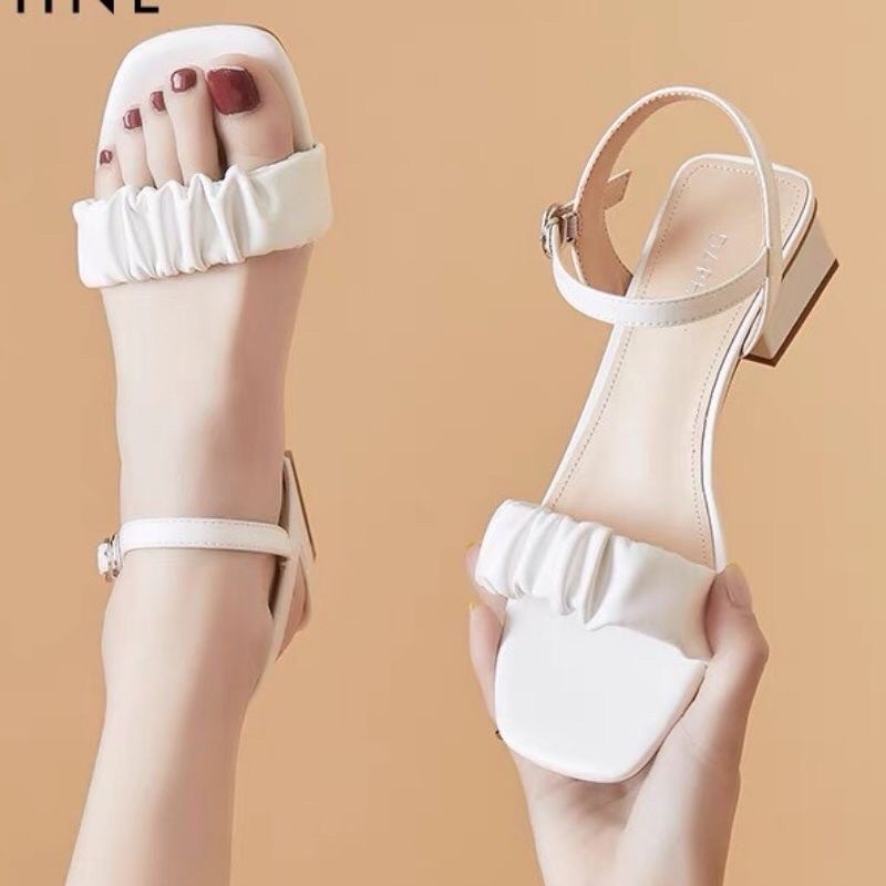 Sandal cao gót nữ quai nhún đế 3cm mã41