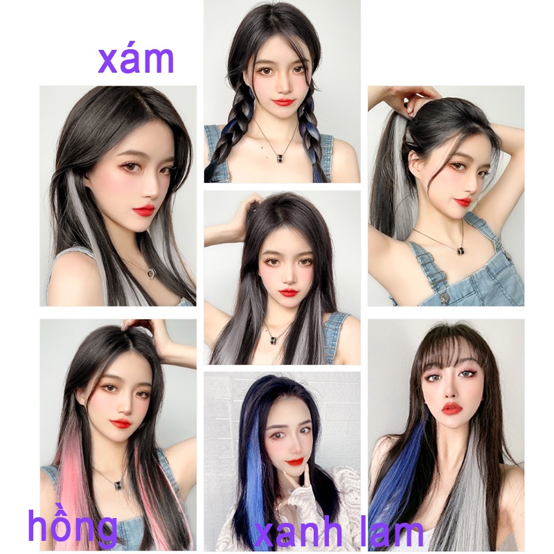 Bộ Tóc Giả Dài Nhuộm Màu Thời Trang Cho Nữ