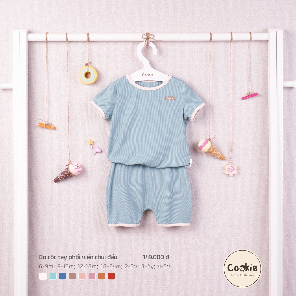 Cookie- Bộ cộc tay cotton mềm mại Cookie quần áo cho bé trai bé gái