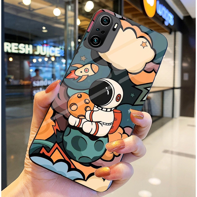 Ốp Lưng Xiaomi Poco F3 / Redmi K40 / K40 Pro, K40 Gaming Ốp kính bóng cao cấp Phi Hành Gia