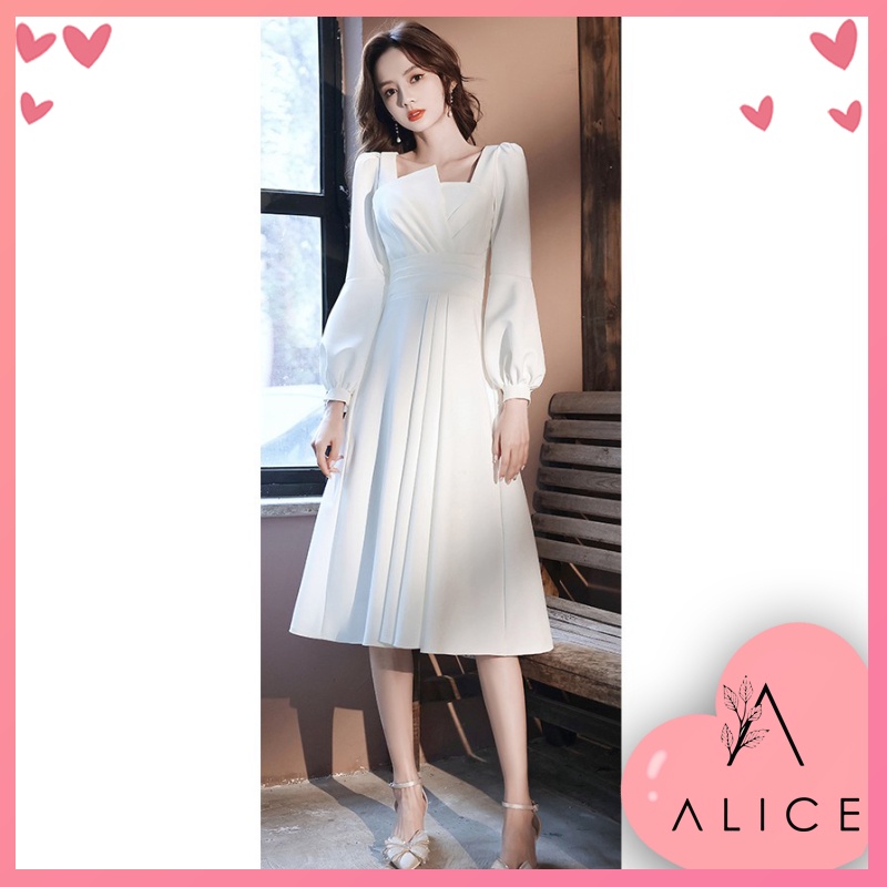 [CÓ SẴN] Đầm váy thiết kế dự tiệc đầm trắng đám cưới công chúa sang trọng màu trắng đỏ bigsize giá rẻ đẹp