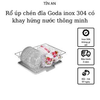 Rổ úp bát đĩa inox 304 có khay hứng nước thông minh