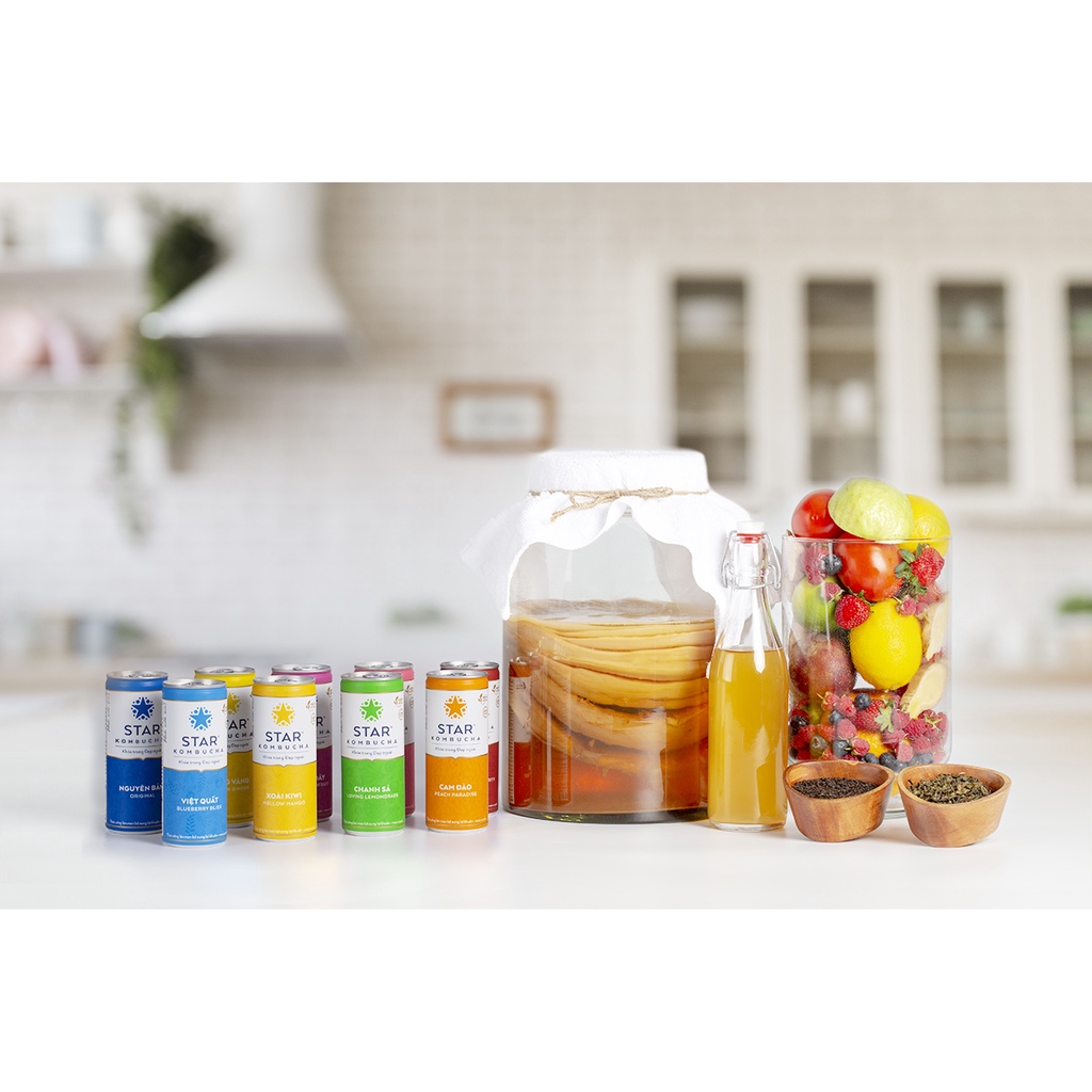 Trà lên men STAR KOMBUCHA - Thức uống lên men kombucha lon 250ml