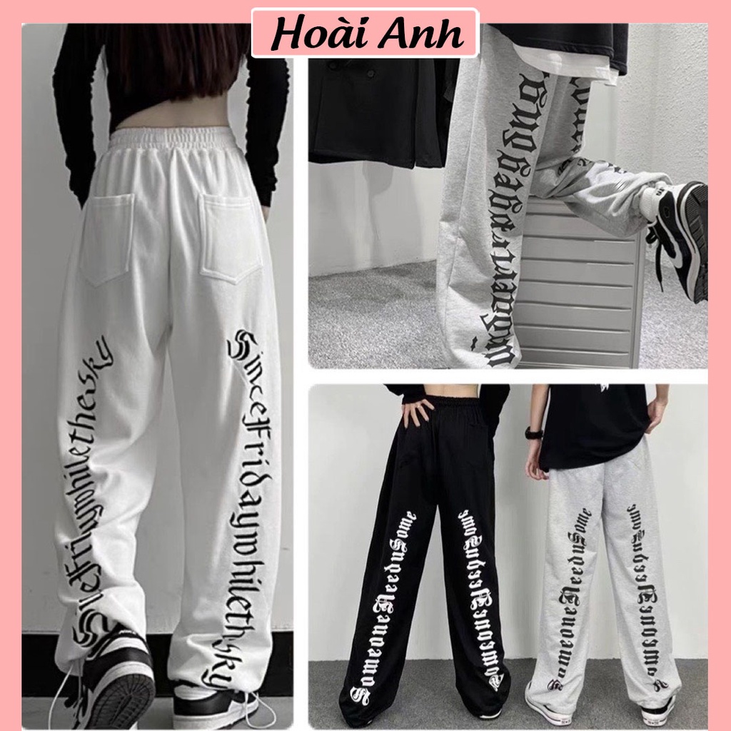 Quần Jogger Chữ Sau Quần Ống Rộng Bo Gấu Siêu Hack Chân Nam Nữ Form Rộng Unisex Chất Nỉ Dày Dặn